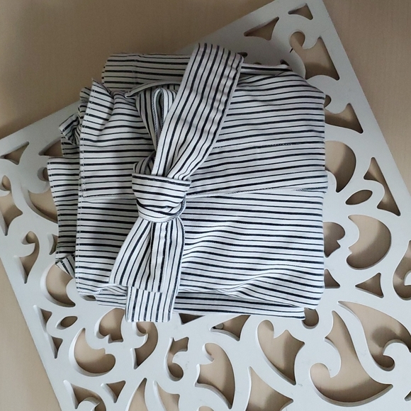 Frame Striped Culottes Belted Paperbag Waist Size 32 White and Black Wide Leg - Picture 8 of 9